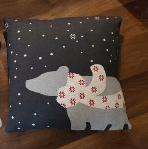 Polar Bear Holiday Snowflake Christmas Pillow